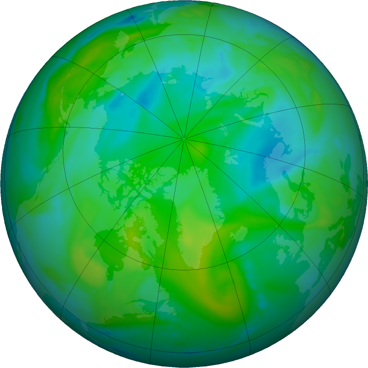 Arctic ozone map for 09 August 2023